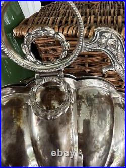 Antique English Silver Plate Biscuit Warmer Folding Clamshell Muffin Biscuit Box