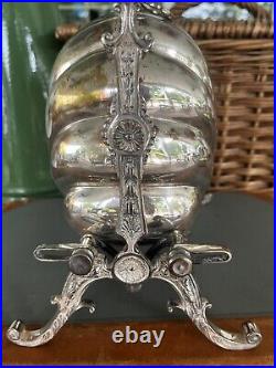 Antique English Silver Plate Biscuit Warmer Folding Clamshell Muffin Biscuit Box