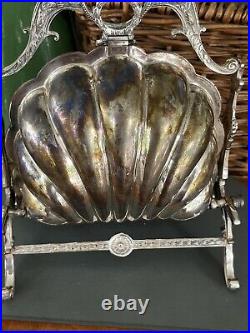 Antique English Silver Plate Biscuit Warmer Folding Clamshell Muffin Biscuit Box