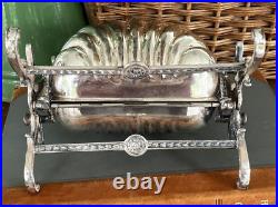 Antique English Silver Plate Biscuit Warmer Folding Clamshell Muffin Biscuit Box