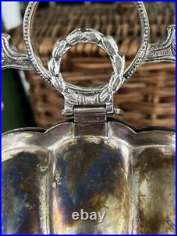 Antique English Silver Plate Biscuit Warmer Folding Clamshell Muffin Biscuit Box