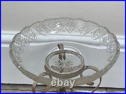 Antique English Victorian Silver Plate Sphinx Glass Epergne Centrepiece Stand