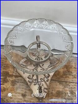 Antique English Victorian Silver Plate Sphinx Glass Epergne Centrepiece Stand