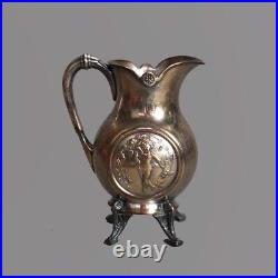 Antique Five Piece Bailey & Brainard Egyptian Revival Silver Plate Tea Set C1890