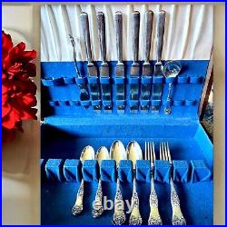 Antique Flatware Set Rogers Poppy Pattern 24 piece Intricate Silver-plate