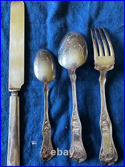 Antique Flatware Set Rogers Poppy Pattern 24 piece Intricate Silver-plate