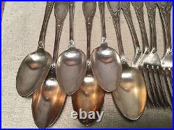 Antique French Silver Plate Art Nouveau 18 Piece Flatware Set C&L