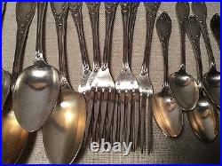 Antique French Silver Plate Art Nouveau 18 Piece Flatware Set C&L