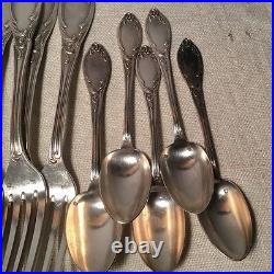 Antique French Silver Plate Art Nouveau 18 Piece Flatware Set C&L