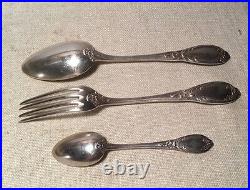 Antique French Silver Plate Art Nouveau 18 Piece Flatware Set C&L