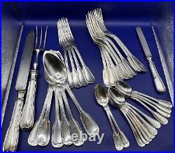 Antique French Silver Plate Service For 6, 39 Pieces Including Serving