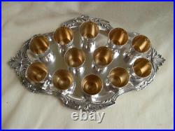 Antique French Silverplate Liquor Goblets & Tray, 13 Pieces, Early XX Century