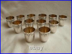 Antique French Silverplate Liquor Goblets & Tray, 13 Pieces, Early XX Century