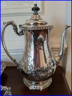 Antique Friedman Silver Company Hand chased plated six piece tea set