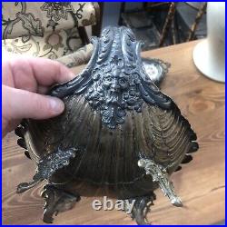 Antique German WMF Silver Plate Art Nouveau Scallop Shell Dish Fruit Bowl