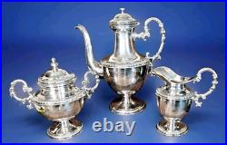 Antique Hallmarked Silver Plate SLiverplate 3 Piece Teapot Tea Set Fleur de lis