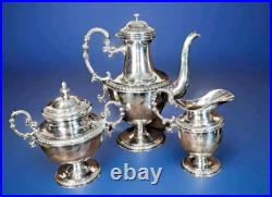 Antique Hallmarked Silver Plate SLiverplate 3 Piece Teapot Tea Set Fleur de lis