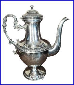 Antique Hallmarked Silver Plate SLiverplate 3 Piece Teapot Tea Set Fleur de lis