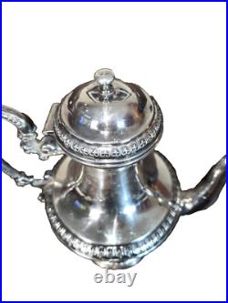 Antique Hallmarked Silver Plate SLiverplate 3 Piece Teapot Tea Set Fleur de lis