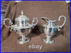 Antique Hallmarked Silver Plate SLiverplate 3 Piece Teapot Tea Set Fleur de lis