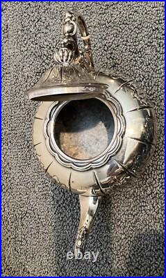 Antique Hand Chased Silver Plate Four Piece Tea Set