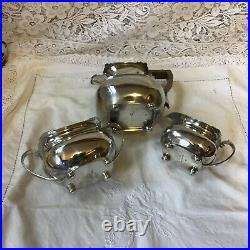 Antique Harrison Brothers & Howson Alpha Silver Plate Three Piece Coffee Set