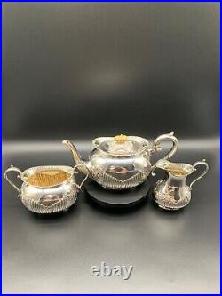 Antique J. D & S James Deakin & Sons Silver EPNS Regency Coffee Tea Set 3 Piece