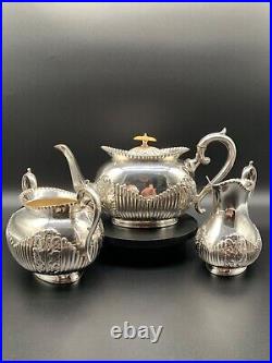 Antique J. D & S James Deakin & Sons Silver EPNS Regency Coffee Tea Set 3 Piece