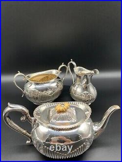 Antique J. D & S James Deakin & Sons Silver EPNS Regency Coffee Tea Set 3 Piece