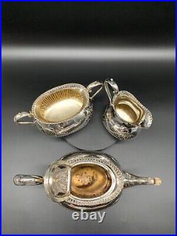 Antique J. D & S James Deakin & Sons Silver EPNS Regency Coffee Tea Set 3 Piece