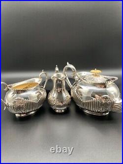 Antique J. D & S James Deakin & Sons Silver EPNS Regency Coffee Tea Set 3 Piece