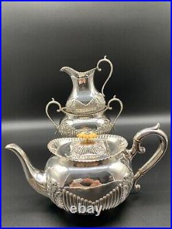 Antique J. D & S James Deakin & Sons Silver EPNS Regency Coffee Tea Set 3 Piece