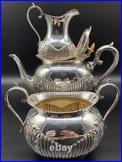 Antique J. D & S James Deakin & Sons Silver EPNS Regency Coffee Tea Set 3 Piece