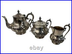 Antique James Dixon & Sons England EPBM 3-Piece Silver-Plate Tea Set Marked