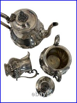 Antique James Dixon & Sons England EPBM 3-Piece Silver-Plate Tea Set Marked