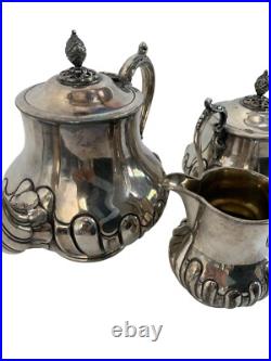 Antique James Dixon & Sons England EPBM 3-Piece Silver-Plate Tea Set Marked