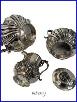 Antique James Dixon & Sons England EPBM 3-Piece Silver-Plate Tea Set Marked
