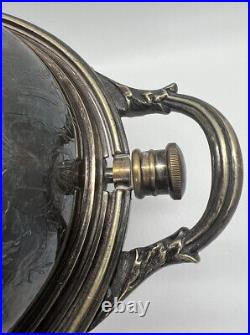 Antique Large Muffin Rolling Roll Top Dome Serving & Warming Dish Silver Plate