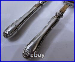Antique Mappin & Webb Louis XIV Silver Plate Fish Servers Cutlery Monogram V