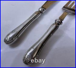 Antique Mappin & Webb Louis XIV Silver Plate Fish Servers Cutlery Monogram V