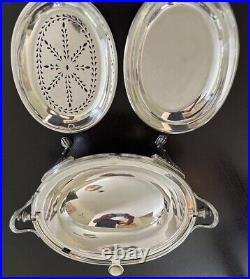 Antique Mappin & Webb Silver Plate Three Piece Serving Warmer