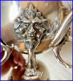 Antique Meriden Britannia 6 Piece Coffee Tea Set Silver Plate Greenman #1866