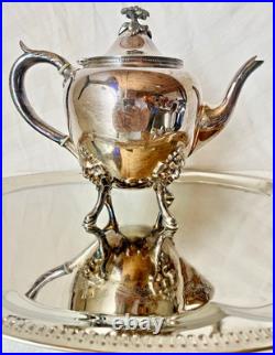 Antique Meriden Britannia 6 Piece Coffee Tea Set Silver Plate Greenman #1866