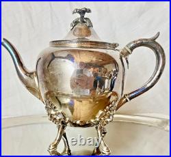 Antique Meriden Britannia 6 Piece Coffee Tea Set Silver Plate Greenman #1866