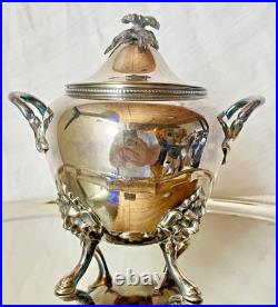 Antique Meriden Britannia 6 Piece Coffee Tea Set Silver Plate Greenman #1866