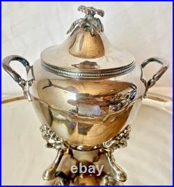 Antique Meriden Britannia 6 Piece Coffee Tea Set Silver Plate Greenman #1866