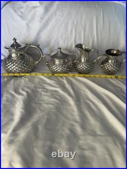 Antique Meriden Silver Plate Co Quadruple Plate Four-Piece Tea Set