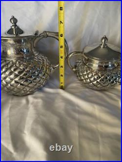 Antique Meriden Silver Plate Co Quadruple Plate Four-Piece Tea Set