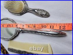 Antique Mixed Sterling/Silver Plate Vanity 4 Piece Set