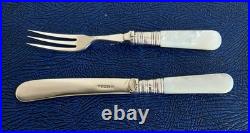 Antique Mother Of Pearl & Silver Plated Cutlery Set Of 12 Pieces